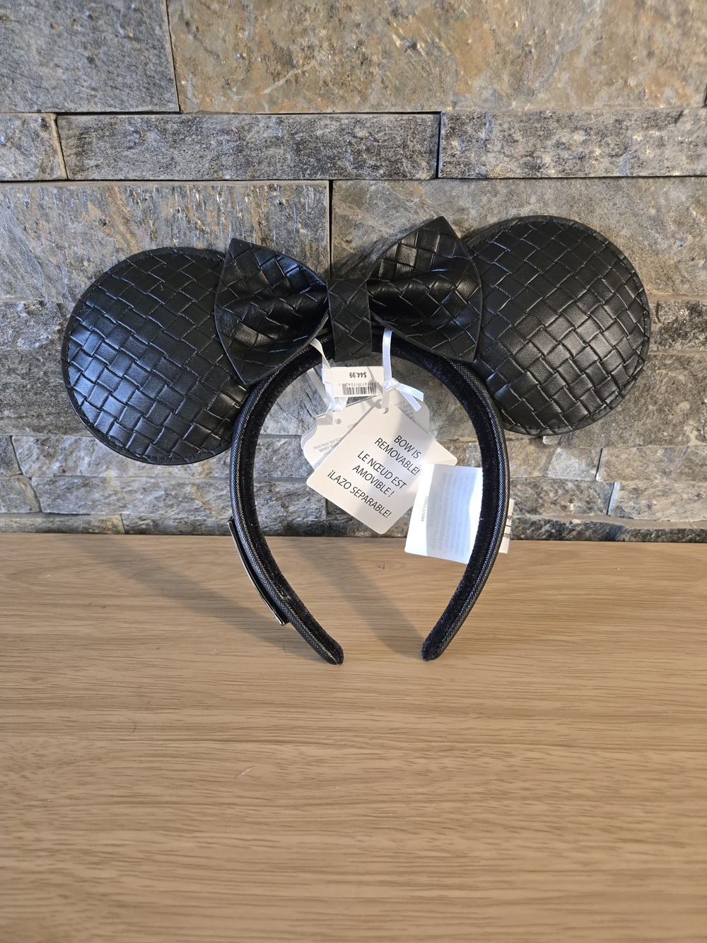 Loungefly Disneyland Black Woven Minnie Ears Headband with Bow